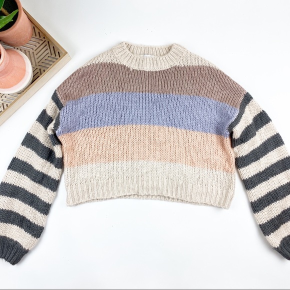 Willow & wind Sweaters - Willow & Wind Crop Sweater Striped XSmall